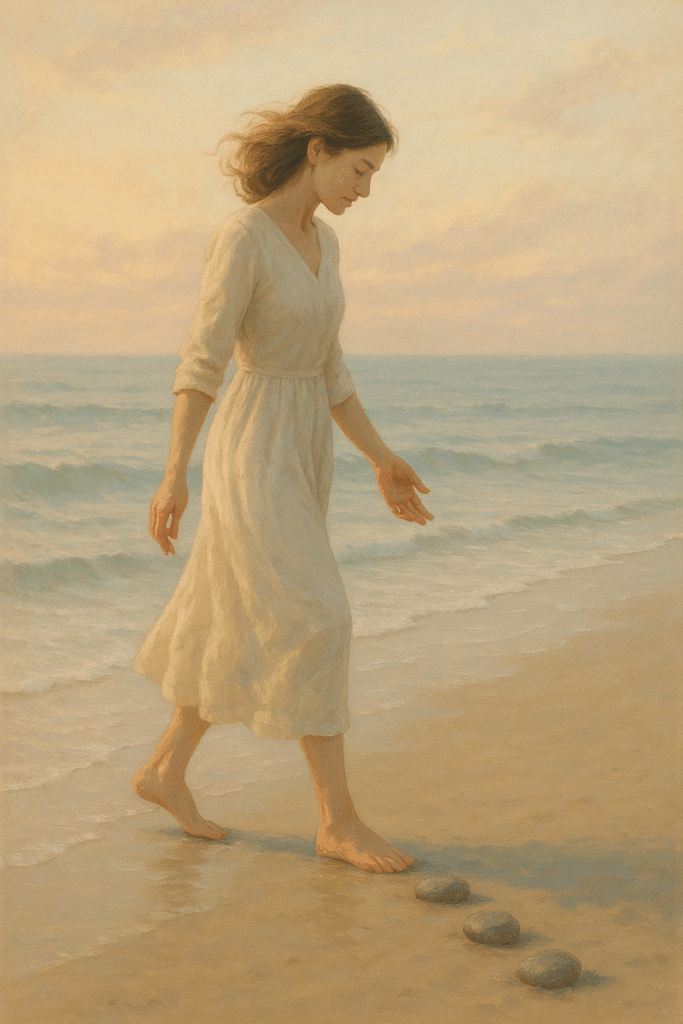 woman next to the water throwing stones 