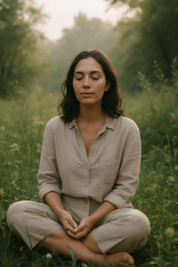 woman sitting in quiet nature