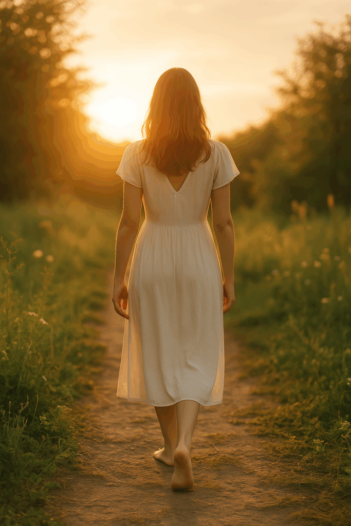 a woman walking in the nature