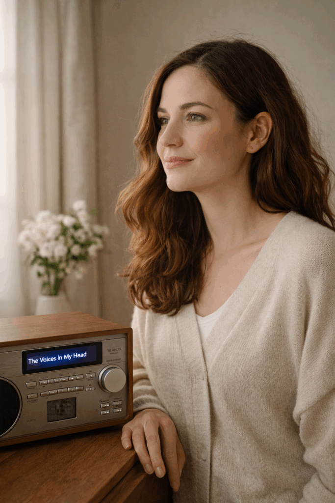 woman is listening to the voices in her head